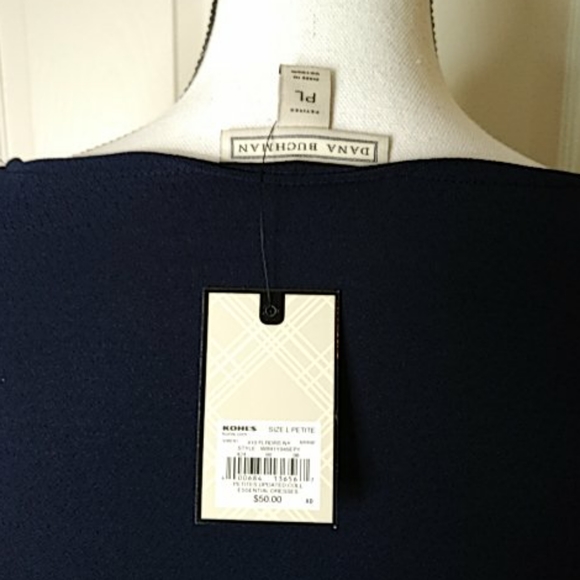 NEW Dana Buchman Blue Floral Dress 3/4 Sleeve LP - Picture 4 of 5